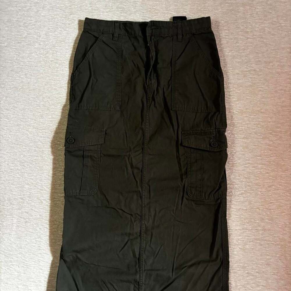 H&M Cargo Midi Skirt Black Utility Style
